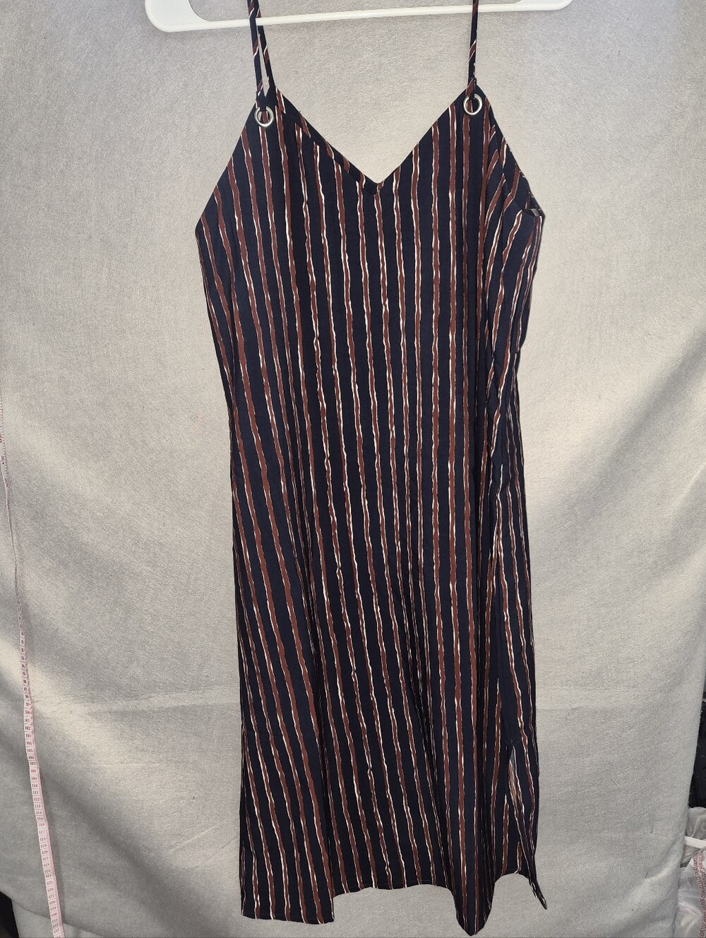 Pink Owl Apparel Striped Midi Slip Dress Size Medium NWT Navy Rust Boho